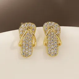 styledose Sterling Silver Gold Plated Artificial Stones Studded Contemporary Studs-34