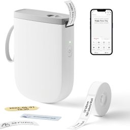 RIITEK D11 Thermal Label Printer Machine; USB Rechargeable Inkless Bluetooth Label Maker for Picture, Label, Memo, Receipt, Printing; iOS & Android Compatible (White) image 1
