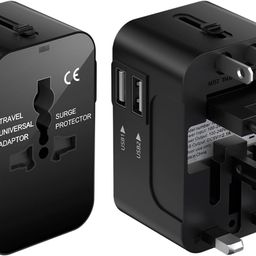 SUPERSTUD Universal Travel Adapter with Dual USB 2X USB-A 2.4A All in one for US/Europe/UK for Phone, Laptop, Mobile, Tablet - 5 Years Warranty image 1