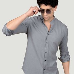 ALMATY Men Comfort Band Collar Solid Slim Fit Casual Shirt-image-78