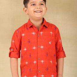 Fabindia Boys Spread Collar Conversational Printed Cotton Casual Shirt-image-62