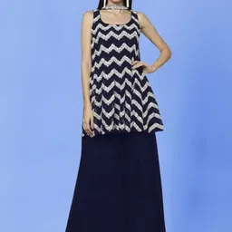 PARROT CREATION Embroidered Straight Sequinned Kurti With Sharara And Dupatta-0