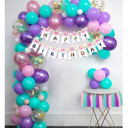 JOHRA (Pack of 97) Birthday Decoration items with Light / Happy Birthday White Banner / Happy Birthday Unicorn Banner / Purple and Pink Birthday Decoration - Purple & Pink-image-2