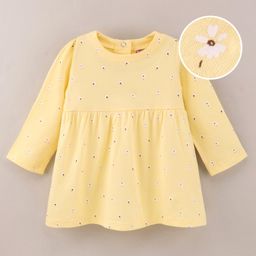 Zero Full Sleeves Frock Floral Print - Yellow-image-49