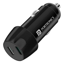 Portronics POR-1749 40W Car Power 14 Fast Car Charger with Dual Type-C Output PD Power Delivery 40 Watts Total Adapter Compatible with Most Cars and Cellular Phones-Black-0