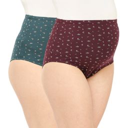 Bella Mama Cotton Elastane High Coverage Panties Floral Print Pack Of 2 (Colour May Vary)-picture-1