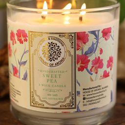 House of Aroma  3 Wicks Sweet Pea Candle - 400 g-26