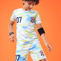 Pine Active Half Sleeves T-Shirt & Shorts Football Set Camouflage Print - Green-image-88