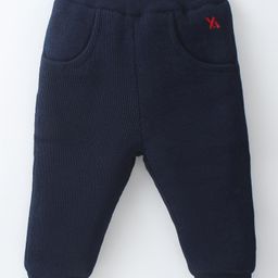 Yellow Apple Knit Full Length Solid Lounge Pant - Navy Blue-image-60