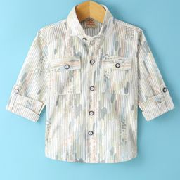 Rikidoos Full Sleeves Abstract Printed Shirt -Light Pista & White-image-10