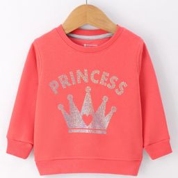 Bodycare Fleece Knit Full Sleeves Sweatshirt with Sequin Print - Coral-picture-6