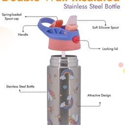 Adore Helios! Double Wall Insulated Stainless Steel Sipper 350ml- Purple Unicorn-26