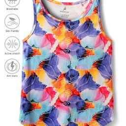 Pine Active Knit Sleeveless Tank T-Shirt With Floral Print - Multicolor-10