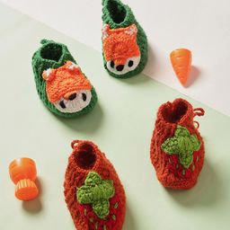 MayRa Knits Hand Knitted Knit Pack Of 2 Strawberry & Animal Crochet Designed Socks - Green & Red-picture-28