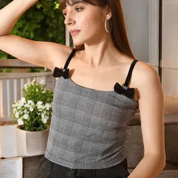 IUGA Geometric Checked Crop Top-image-87