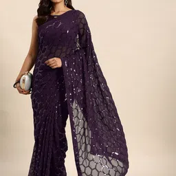 Moda Rapido Sequinned Pure Georgette Saree-image-88