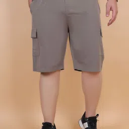 YHA Men Coffee Brown Solid Plus Size Shorts-picture-15
