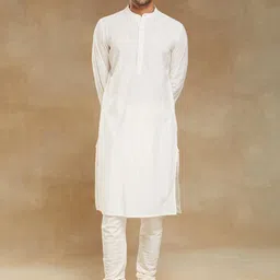 Fabindia Striped Band Collar Slim Fit Straight Kurta-image-63