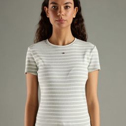 Tommy Hilfiger Striped Round Neck Slim Fit Cotton T-shirt-picture-0