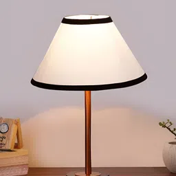 Aura White & Black Textured Metal Frustum Shaped Table Lamp-image-86