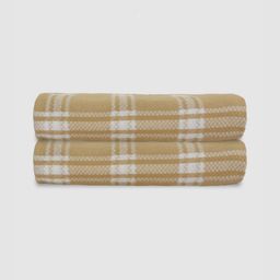 Aura Yellow & White 2 Pieces Printed Cotton 210 GSM Waffle Ultra Absorbent Bath Towel-image-75