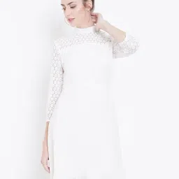DODO & MOA White Lace Pattern A-Line Dress-image-94