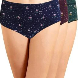 IN CARE Brown & Navy Cotton Printed Hipster Panties - Pack Of 3-image-47