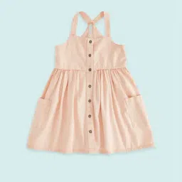 Pantaloons Junior Peach Cotton Regular Fit Dress-image-69