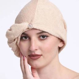 Creeva Luxury Peach Cotton 380 GSM Hair Wrap - Set of 2-48