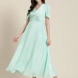 Qurvii Turquoise Maxi Dress-image-8