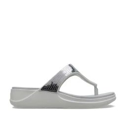 Crocs Women's Boca Silver Wedge Flip Flops-picture-47
