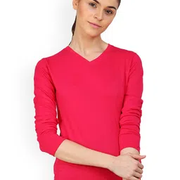 appulse Women Fuchsia Pink Solid V-Neck T-shirt-image-97