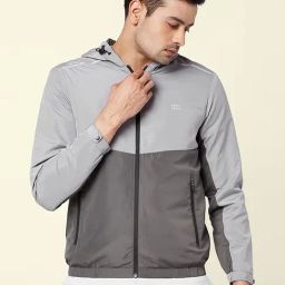 Ajile by Pantaloons Grey Regular Fit Colour Block Hooded Jacket-picture-16