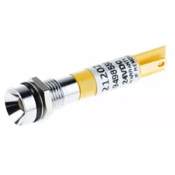 RS PRO Yellow Panel Mount Indicator, Mounting Hole Size 8 mm, Termination Type Solder Tab, IP Rating IP67, Model No 212020-11