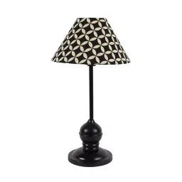 Tucasa TC-40 17.5 Inch Geometric Black & White Print Table Lamp with Metal Base-2