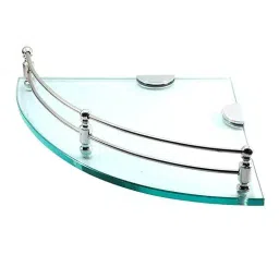 GENERIC Shelf Corner Shelves ‎12x12 inch ‎Glass ‎Transparent for Multi Purpose Use in Bathrooms image 2