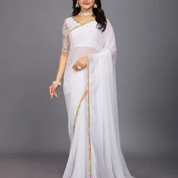 Aardiva Polka Dot Printed Sequinned Embellished Saree-picture-0