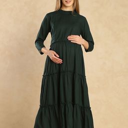 Aanyor Maternity Fit & Flare Tiered Midi Dress-image-27