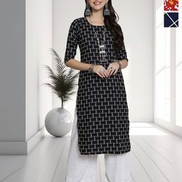 HERE&NOW Selection Of 3 Ethnic Motifs Printed Round Neck Straight Kurta-image-75