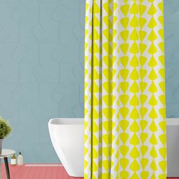 ArtzFolio Yellow & White Geometric Printed Waterproof Shower Curtain-12