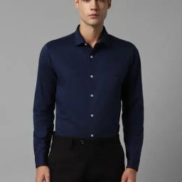 Louis Philippe Permapress Navy Cotton Slim Fit Shirt-picture-44
