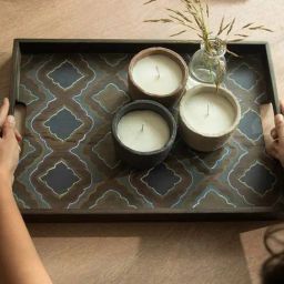 Ellementry Damask Brown & Grey Wood Mango Tray-image-78