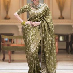 VILLE FASHION Woven Design Zari Art Silk Kanjeevaram Saree-17