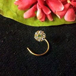SHREEVARAM Rhodium-Plated Cubic Zirconia Ring Nosepin-picture-42
