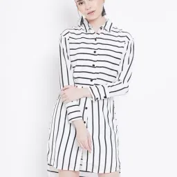DODO & MOA White Printed Shirt Dress-image-45