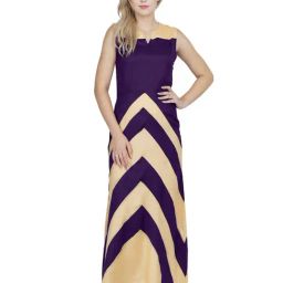 PATRORNA Purple & Gold Color-Block Gown-image-53