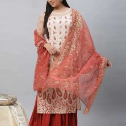 Aurelia Orange Printed Dupatta-48