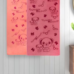 Myntra Elegant Homes Peach-Coloured & Red 2 Printed Cotton 300 GSM Bath Towel-8