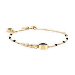 Mia by Tanishq 14k Gold Charming Diamond and Onyx Bracelet for Women-picture-4