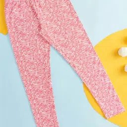 Pantaloons Junior Kids Dusty Pink Cotton Printed Leggings-picture-28